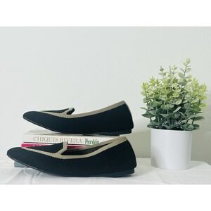 Birdies The Blackbird Black Beige Knit Loafer Ballet Flats Shoes Womens Size 8.5